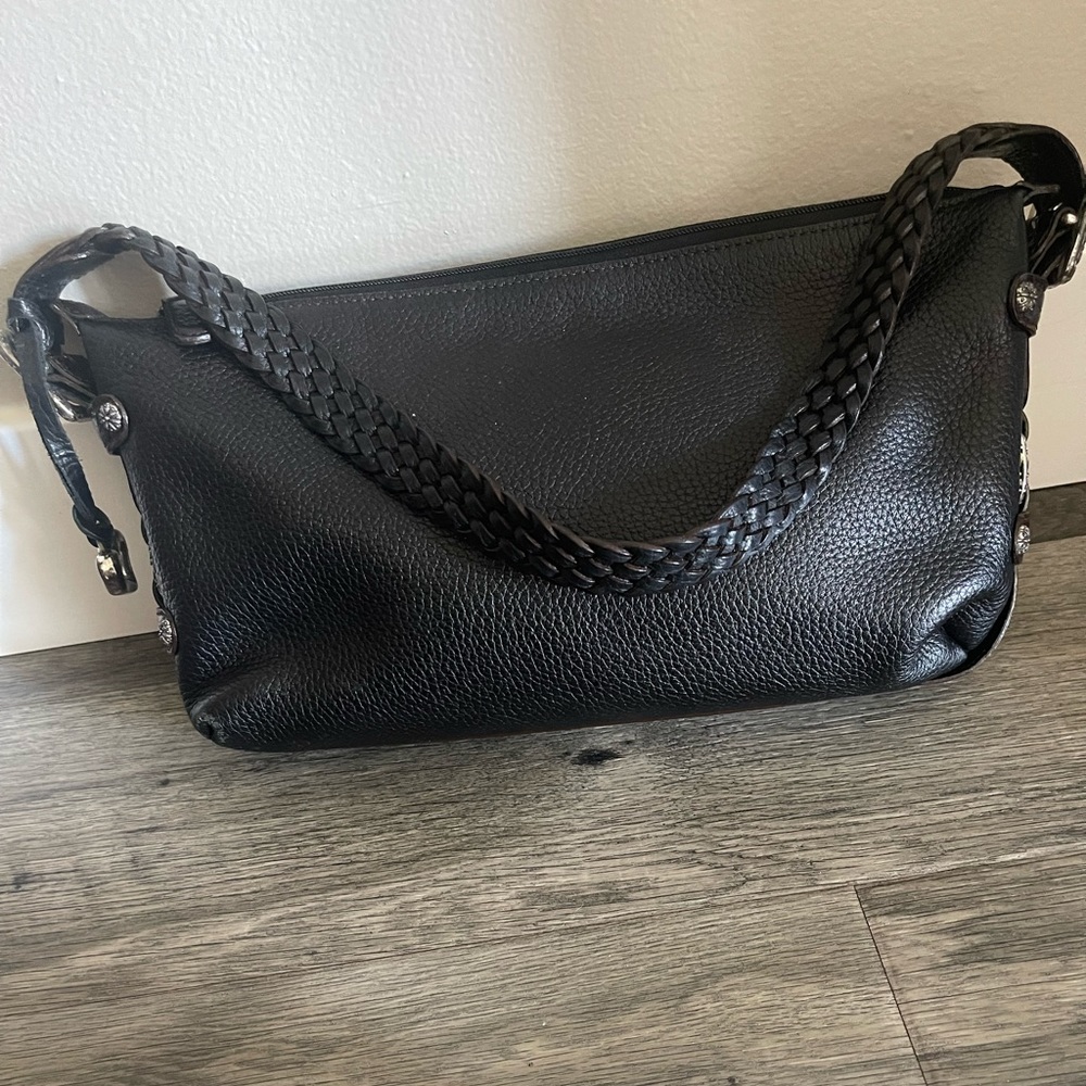Brighton leather black purse pebble braided handle